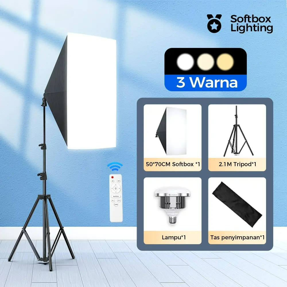 Photography Bulb - ซอฟต์บ็อกซ์ขนาด 50x70 ซม. พร้อมหลอดไฟ 85W/155W ชุดไฟสตูดิโอถ่ายภาพ