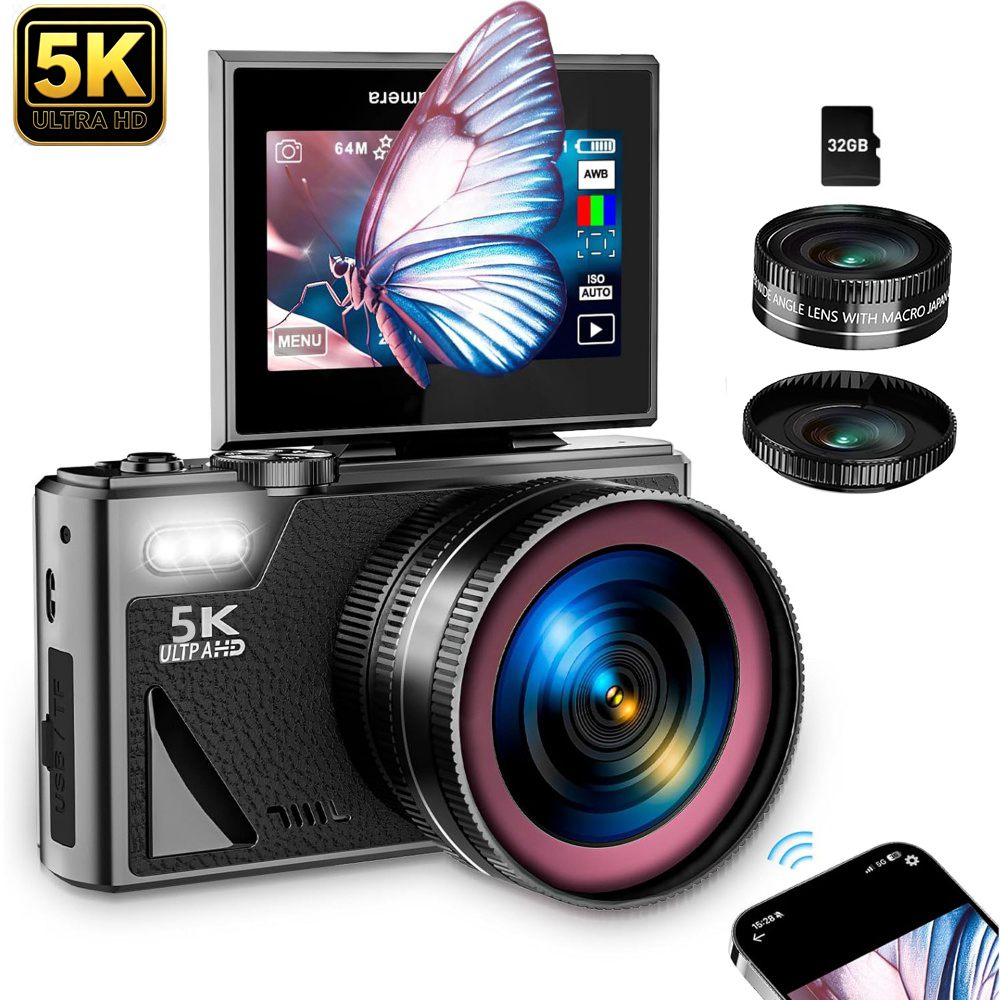 Photography Nature Images - กล้องถ่ายภาพ Life Camera พร้อมหน้าจอพลิกได้ เลนส์มาโครมุมกว้างติดตั้งได้ เหมาะสำหรับการถ่ายภาพและวิดีโอระหว่างการเดินทาง