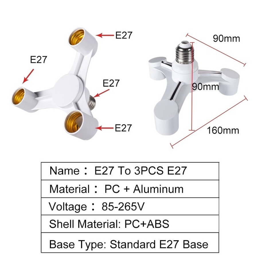ซ็อกเก็ตหลอดไฟ 3In1 E27 ถึง E2 - Photography Bulb บทวิจารณ์และราคา